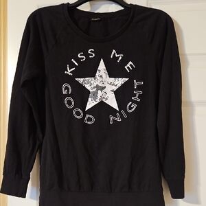 Black Long Sleeve Tee with Star Print